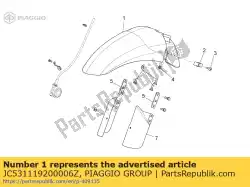 Ici, vous pouvez commander le garde-boue avant. Cyan auprès de Piaggio Group , avec le numéro de pièce JC531119200006Z: