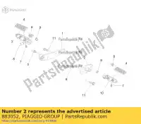 883052, Piaggio Group, lh voetensteun moto-guzzi v zgulw100, zgulwuc0  zgulw200;zgulwuc1; zgulw600, zgulw601 zgulwub0 zgulwub1 zgulwue0 750 2008 2009 2012 2014 2015 2016, Nieuw