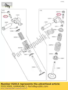 Kawasaki 92013009 schroef, sleuf, rocker - Onderkant