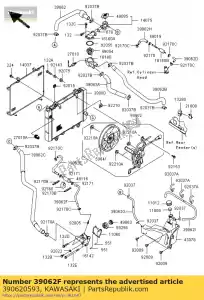 Kawasaki 390620593 resfriamento de mangueira, válvula de água - Lado inferior