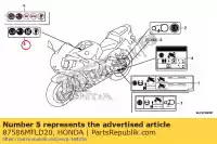 87586MFLD20, Honda, etichetta, carburante e guida honda  cbr st vfr 600 1000 1200 1300 2009 2010 2011 2012 2013 2017 2018 2019, Nuovo