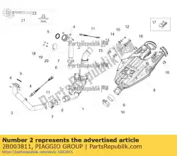 Here you can order the rear exhaust pipe from Piaggio Group, with part number 2B003811: