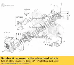 Ici, vous pouvez commander le capot latéral d'échappement auprès de Piaggio Group , avec le numéro de pièce 1A011087: