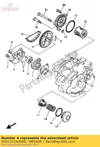 Yamaha 5H0133160000 tampa, bomba - Lado inferior