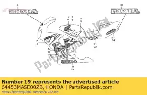 Honda 64453MASE00ZB mark, l. lower cowl (###) - Bottom side
