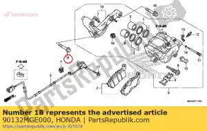 honda 90132MGE000 parafuso, flange, 10x45 - Lado inferior