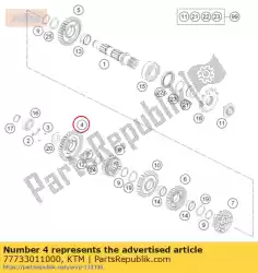 Aqui você pode pedir o engrenagem intermediária 1ª g. T = 32 em KTM , com o número da peça 77733011000: