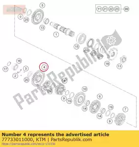 ktm 77733011000 engrenagem intermediária 1ª g. t = 32 - Lado inferior