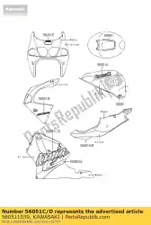 merk, lwr motorkap, rh, n zx750-p4 van Kawasaki, met onderdeel nummer 560511939, bestel je hier online: