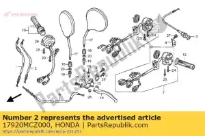 Honda 17920MCZ000 cabo comp. b, acelerador - Lado inferior