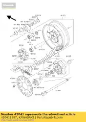 tandwielnaaf, 42t van Kawasaki, met onderdeel nummer 420411387, bestel je hier online: