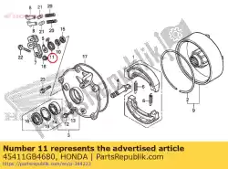 Aquí puede pedir resorte, retorno del brazo del freno de Honda , con el número de pieza 45411GB4680: