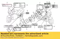 87522463930, Honda, etichetta, attenzione al parabrezza honda cbr st vfr 600 750 1000 1100 1986 1987 1988 1989 1990 1991 1992, Nuovo