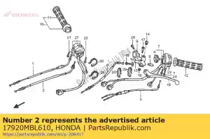Honda 17920MBL610 cabo comp. b, acelerador - Lado inferior