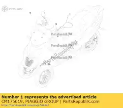 Ici, vous pouvez commander le rétroviseur gauche auprès de Piaggio Group , avec le numéro de pièce CM175019: