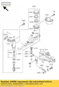 Kawasaki 430591990 hose-brake,rr master - Bottom side