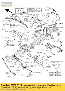 Kawasaki 55028033833P os?ona, boczna, lewa, m.f.p.gr - Dół