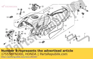 honda 17555MFND00 cubierta, r. tanque interior - Lado inferior