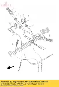 yamaha 5HP263110000 cable, acelerador 1 - Lado inferior