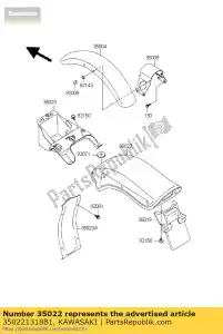 Kawasaki 350221318B1 guardabarros trasero, rr, f - Lado inferior