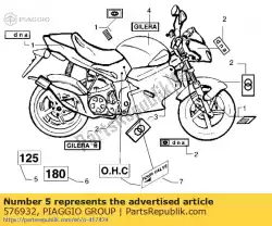 Here you can order the name plate from Piaggio Group, with part number 576932: