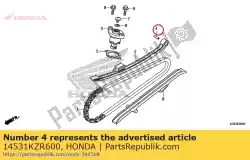 Aquí puede pedir pivote, tensor de cadena de levas de Honda , con el número de pieza 14531KZR600: