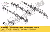 23411KCY670, Honda, engrenage, arbre intermédiaire bas (3 honda xr  r xr400r 400 , Nouveau