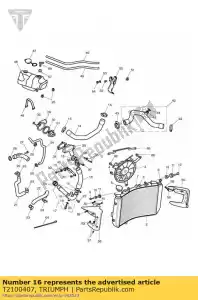 triumph T2100407 hose, formed, water pump outlet - Bottom side