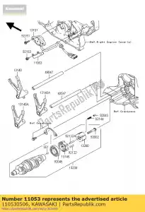 Kawasaki 110530506 soporte, cable del sensor - Lado inferior