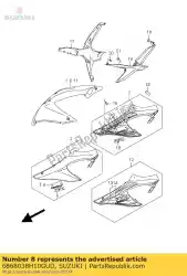 Ici, vous pouvez commander le ensemble de ruban, capot s auprès de Suzuki , avec le numéro de pièce 6868038H10GUD: