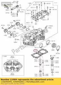 Kawasaki 110040095 cabeça de vedação - Lado inferior