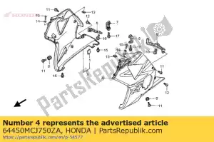 Honda 64450MCJ750ZA conjunto de capucha, l. inferior * tipo1 - Lado inferior
