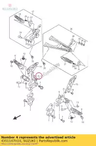 suzuki 4351147H10 staffa, piede anteriore - Il fondo