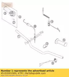 Here you can order the handlebar 50 ac+lc 2005 from KTM, with part number 45102001000: