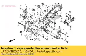 honda 17520MBZK00 cojín, tanque de combustible rr. - Lado inferior