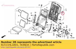 plaat, l. Vr. Bovenste bed van Honda, met onderdeel nummer 81511HL3A01, bestel je hier online: