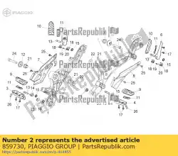 Aqui você pode pedir o apoio de apoio para os pés lh em Piaggio Group , com o número da peça 859730: