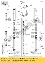 bewaker, vork, rh, ebbenhout van Kawasaki, met onderdeel nummer 5501000016C, bestel je hier online: