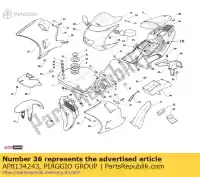 AP8134243, Piaggio Group, Upper rh fair.supp. placa aprilia  af af1 rotax 122 rs 125 1990 1991 1992 1996 1997 1998 1999 2000 2001 2002 2003 2004 2005 2006 2007 2008 2009 2010, Novo