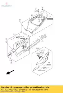 Suzuki 4710015J10YBD montagem da capa, fram - Lado inferior