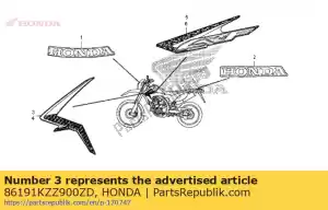 Honda 86191KZZ900ZD listra, r. fr. mortalha * ty - Lado inferior