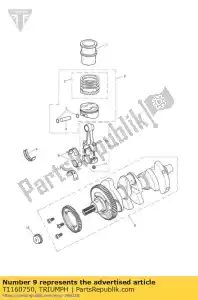 triumph T1160750 main bearing, grooved, white - Bottom side