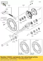 420410001, Kawasaki, piñón-cubo, 52t kx125-m1 kawasaki  klx kx 125 250 450 2003 2004 2005 2006 2007 2008 2009 2010 2011 2012 2013 2014 2015 2016 2017 2018 2019 2020 2021, Nuevo