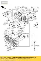 Ici, vous pouvez commander le set-carter moteur vn2000-a1h auprès de Kawasaki , avec le numéro de pièce 140015392: