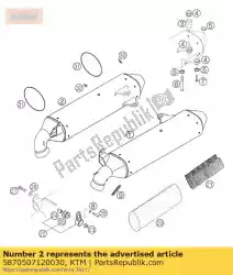 Aquí puede pedir silenciador principal derecho duque 05 de KTM , con el número de pieza 5870507120030: