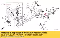 45156MGZJ10, Honda, clamper b, fr. brake hose honda  cb cbr 500 2013 2017 2018 2019 2021, New