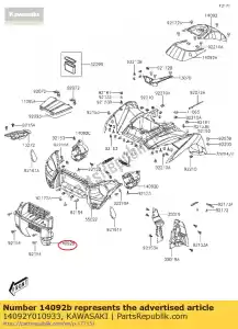 kawasaki 14092Y010933 cubierta, parachoques delantero, s.bla kvf30 - Lado inferior