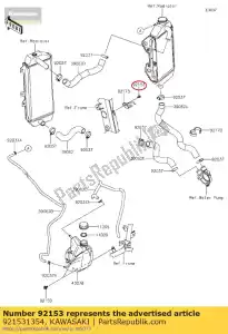 Kawasaki 921531354 perno, embridado, 6x10 - Lado inferior