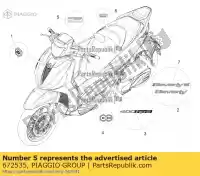 672535, Piaggio Group, plakette piaggio beverly zapma210 zapma2100 zapma2200 zapmd2100 zapmd220,  zapmd2200 300 350 400 2016 2017 2018 2019 2020 2021 2022, Nowy