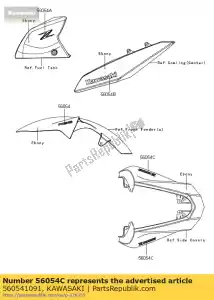 kawasaki 560541091 znak, pokrywa tylna, z1000 zr1000ed - Dół